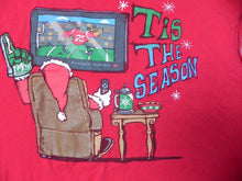 Load image into Gallery viewer, Tis The Season Shirt Adult Extra Large Red FOOTBALL Sitting Santa Sleeveless Men
