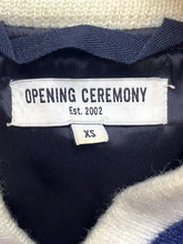 Load image into Gallery viewer, Opening Ceremony Jacket Adult Extra Small Navy Wool Letterman Varsity Snaps Mens
