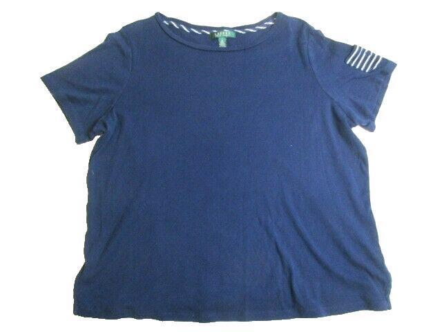 Lauren Ralph Lauren Shirt Womens 2XL Navy Blue Pocket Accent Casual Plus Ladies