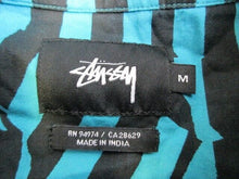 Load image into Gallery viewer, Stussy Shirt Adult Medium Button Up Pocket WILD Striped Turquoise Casual Mens
