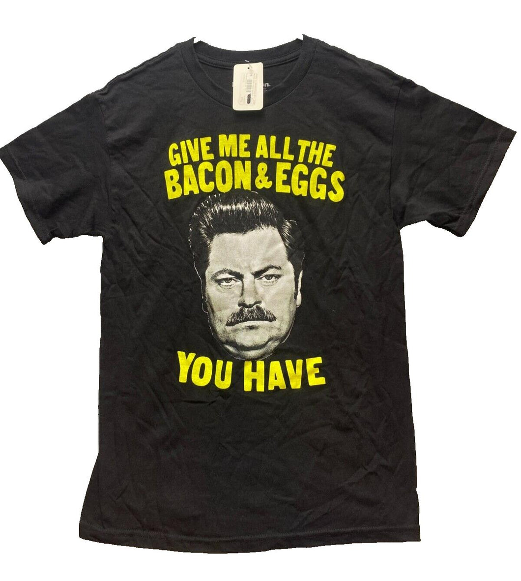 Ron Swanson Shirt Adult Medium Give Me All Bacon & Eggs You Have Funny Mens NWT