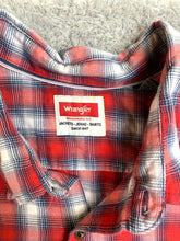 Load image into Gallery viewer, Wrangler Shirt Adult 3XL XXXL Red White Plaid Button Up Flannel Spandex Mens
