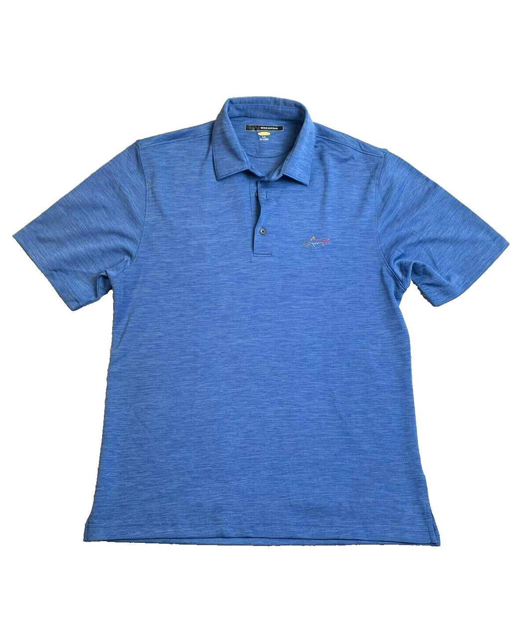 Greg Norman Shirt Adult Medium Blue Play Dry Shark Performance Golf Polo Mens