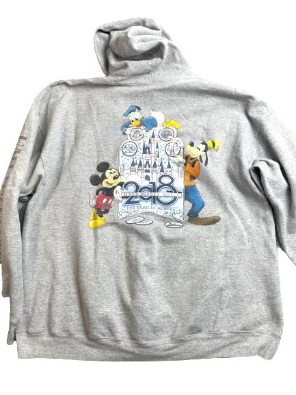 Disney Parks Sweatshirt Adult 2XL Gray 2018 Magic Mickey Goofy Donald Hoodie Men