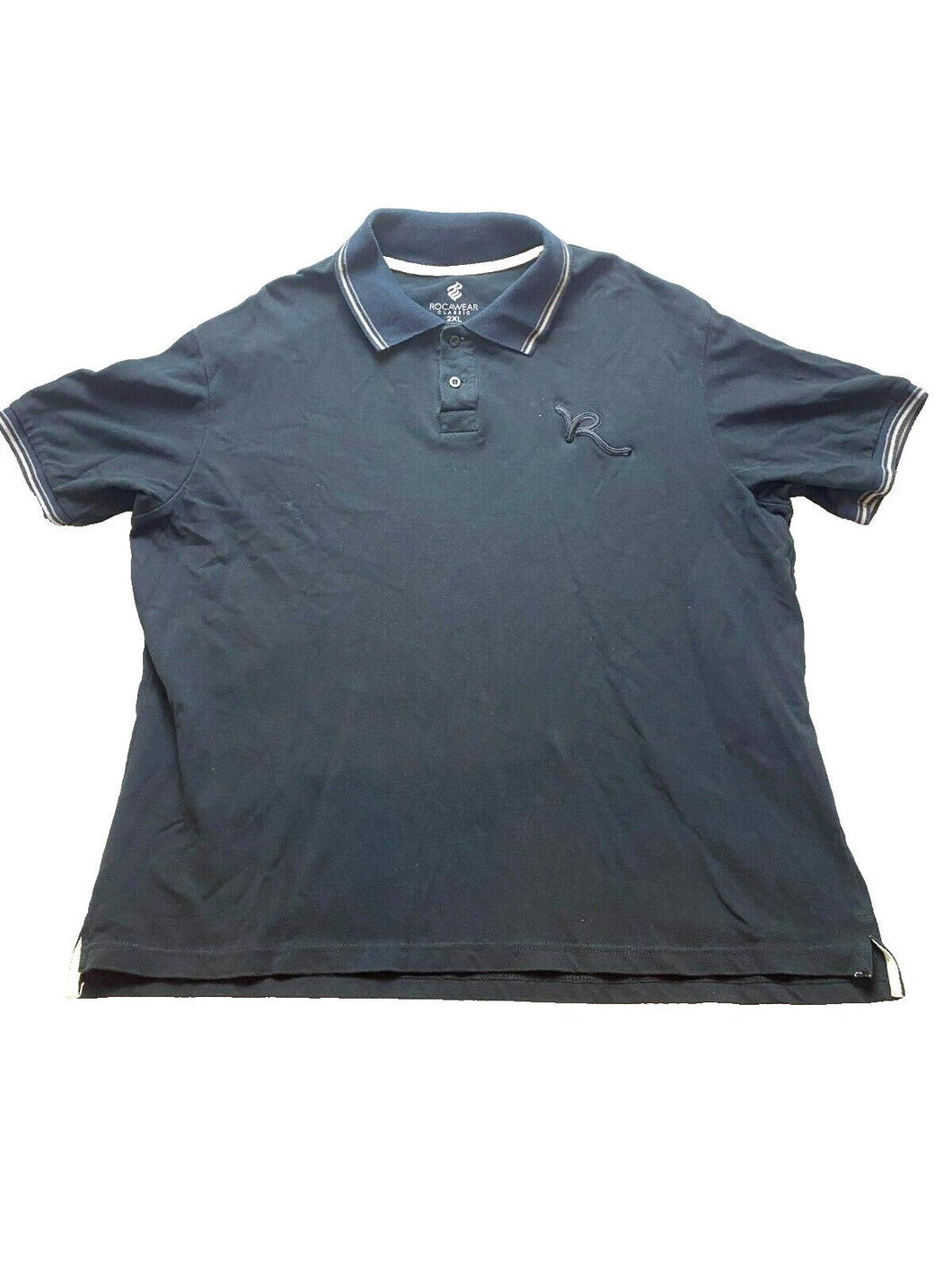 RocaWear Shirt Adult 2XL XXL Black Classic Preppy Casual Collared Golf Polo Mens