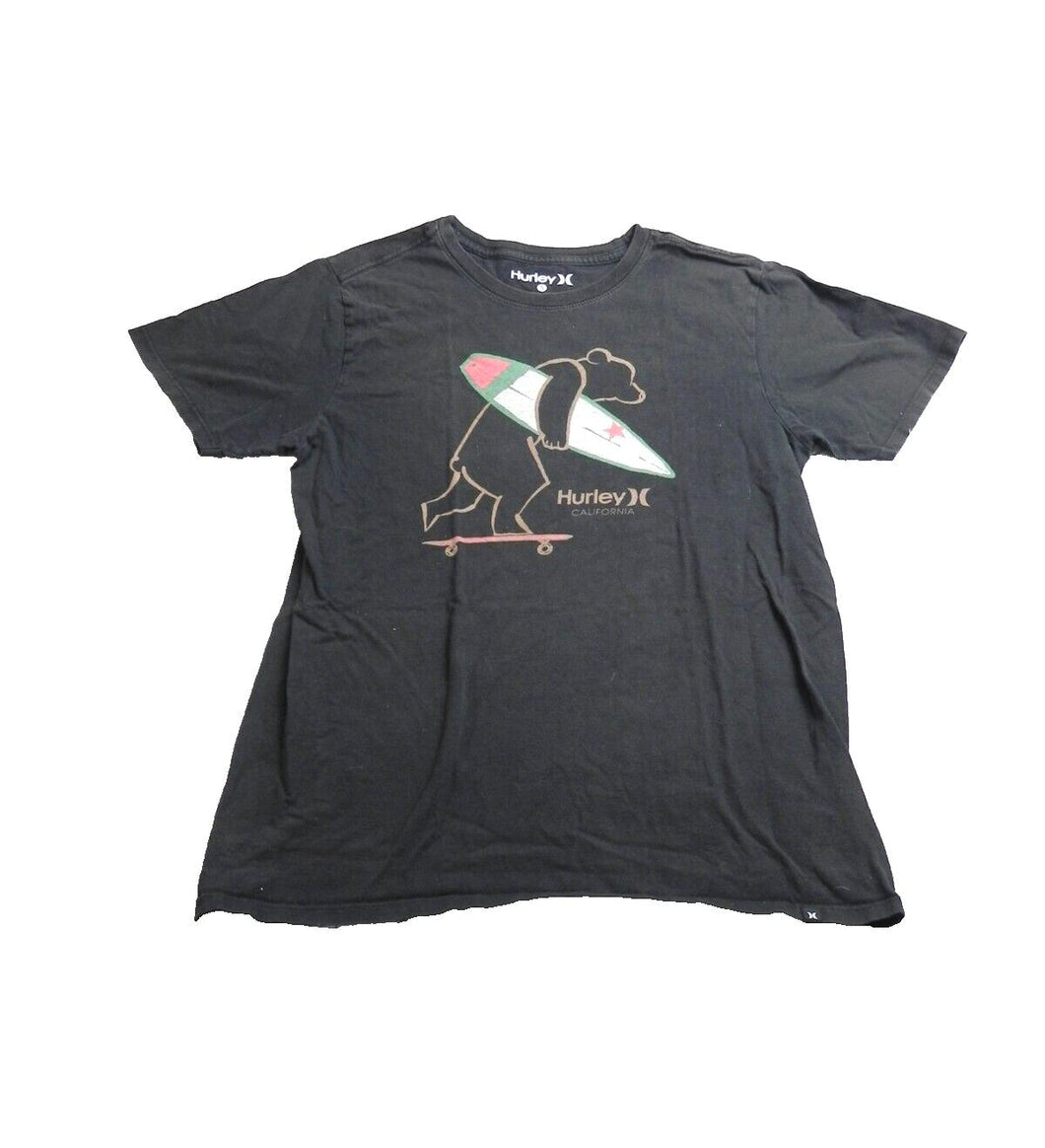 Hurley Shirt Adult Small Black California Bear Skateboard Surfboard Surfer Mens