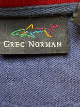Load image into Gallery viewer, Greg Norman Shirt Adult Large Maroon Navy Shark AOP Performance Golf Polo Mens

