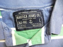Load image into Gallery viewer, VTG Nautica Shirt Adult Large Blue Green Striped NJ-99 Rugby Golf Polo Mens
