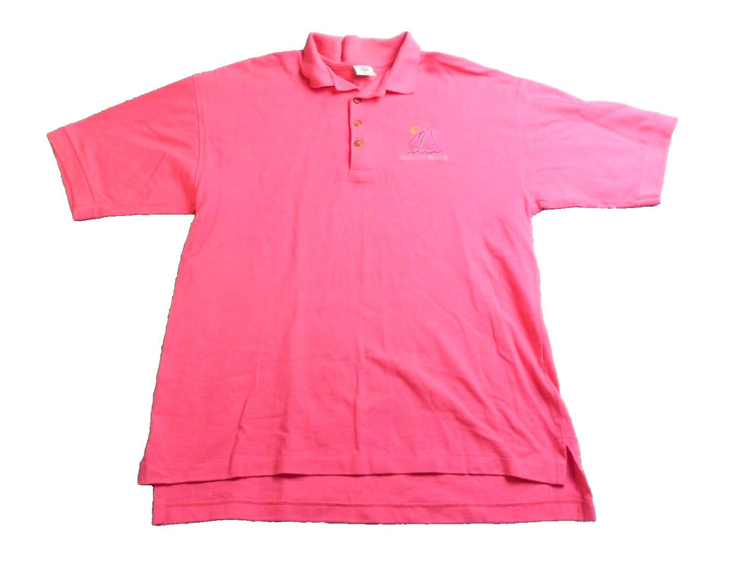VTG Crazy Shirts Adult Medium Pink Boat Sailing Laguna Beach Hawaii Polo Mens
