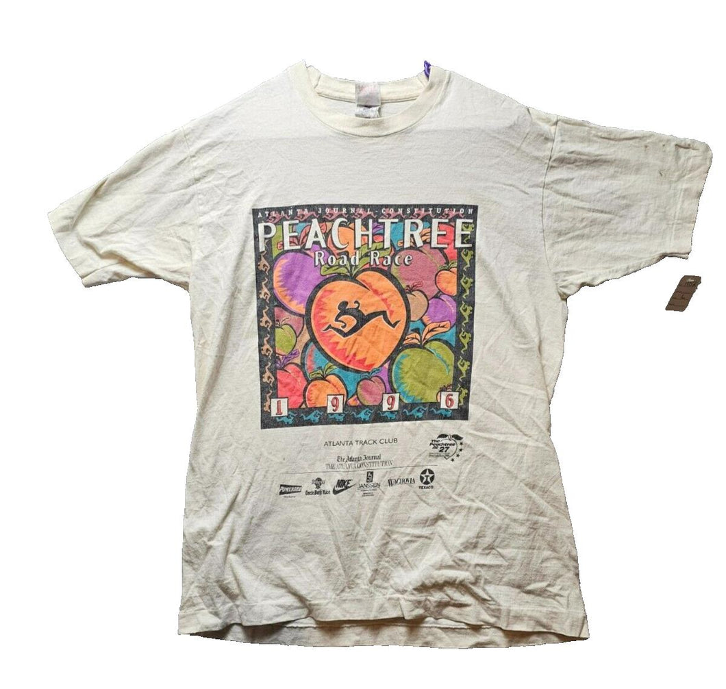 VTG Peachtree Road Race Shirt Adult Large Single Stitch Atlanta Artsy 90s Mens