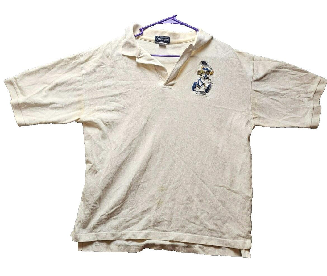 VTG Bullwinkle Shirt Adult Large White Universal Studios Preppy Polo USA Mens