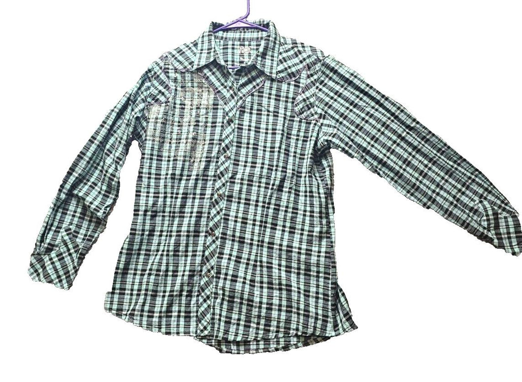 Wrangler Rock by 47 Shirt Women Extra Large Western Cowgirl Affliction Button Up