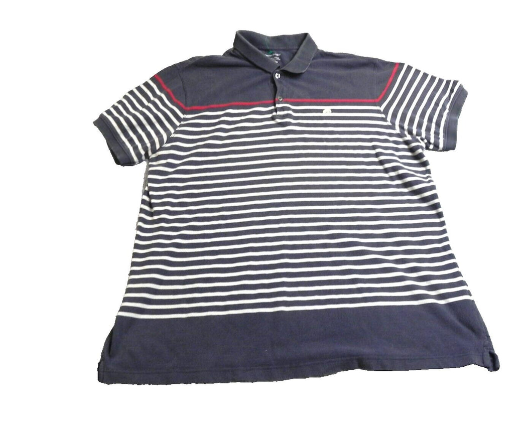 Banana Republic Shirt Adult 2XL Navy White Striped Preppy Casual Golf Polo Mens