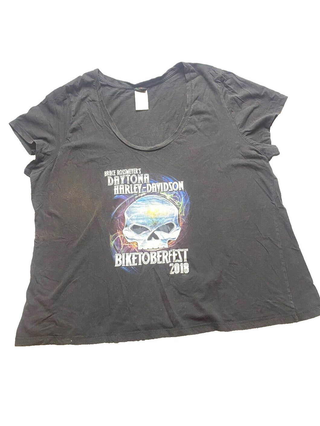 Harley Davidson Shirt Womens 2X Black Daytona Beach Biketoberfest Plus Ladies