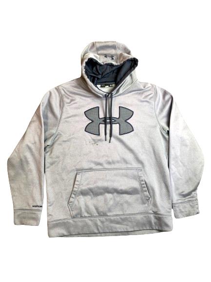 Under Armour Sweatshirt Adult Large Gray Big Logo Storm Fleece Hoodie Mens