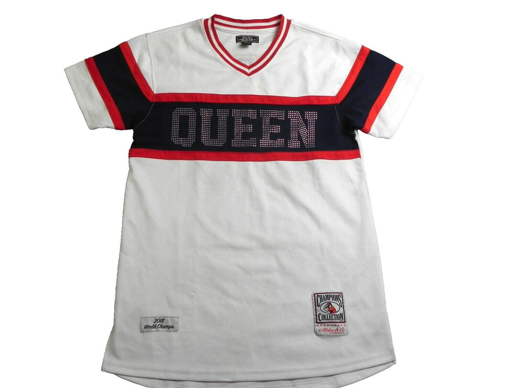 Bare Fox Jersey Adult Medium White 2018 World Champs Queen MLB Allstar & Co Mens