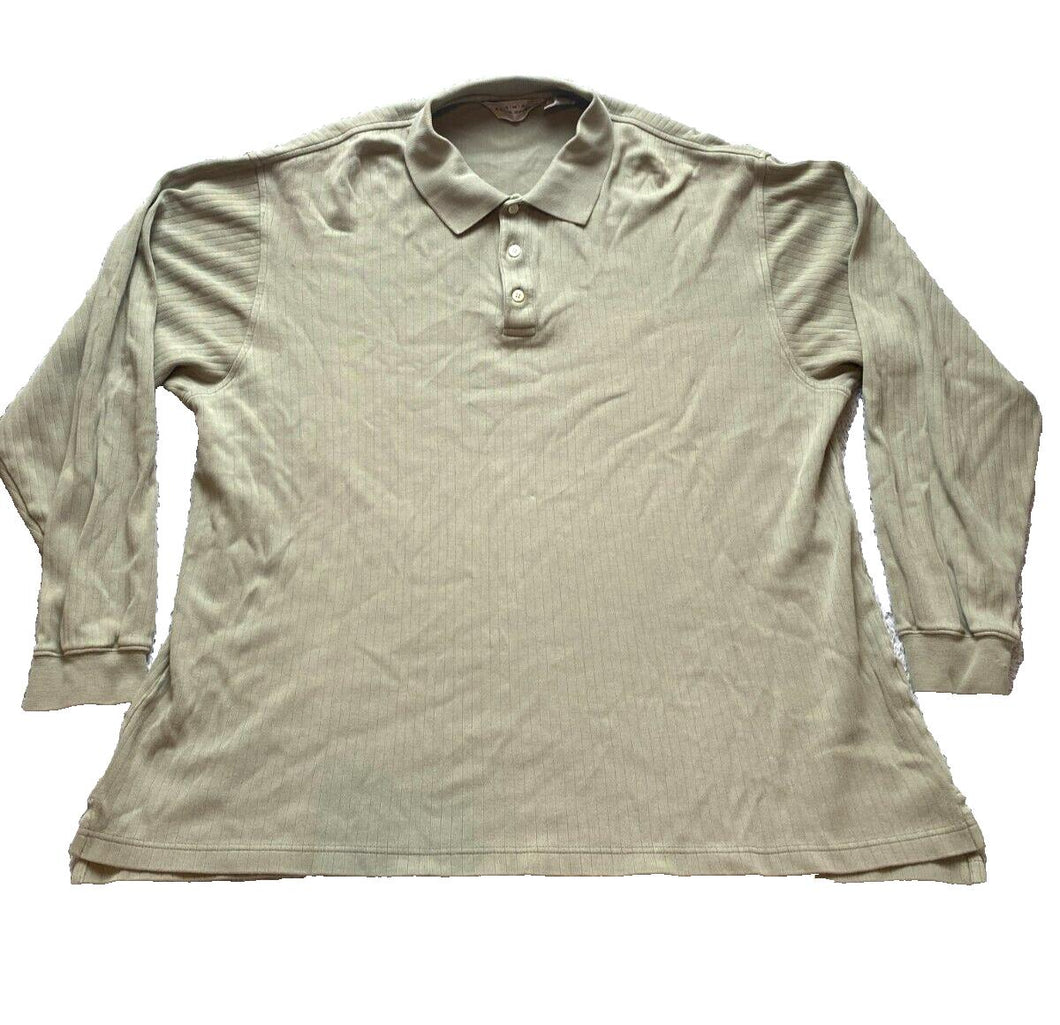 AKA Eddie Bauer Shirt Adult Extra Large Tall Sage Green Ribbed Casual Polo Mens