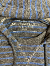 Load image into Gallery viewer, American Eagle Sweatshirt Extra Small Gray Blue Athletic Fit Hoodie Sweater Mens
