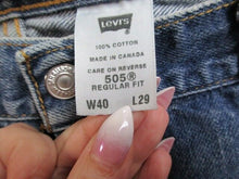 Load image into Gallery viewer, Levis 505 Jeans Adult 40x29 Blue Denim Regular Fit Straight Leg Medium Wash Mens
