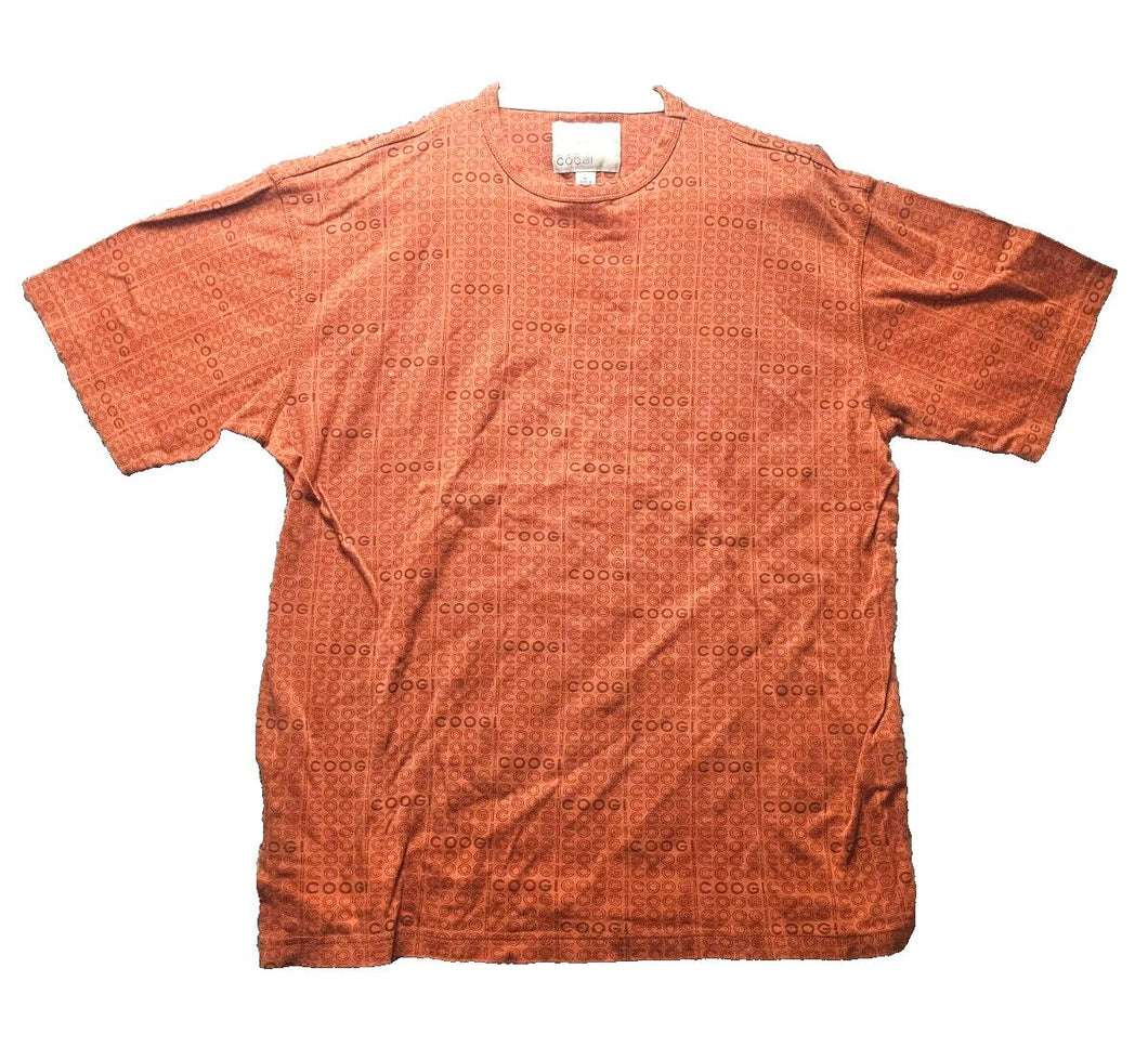Coogi Shirt Adult Extra Large Orange AOP Spellout Logo Streetwear Pullover Mens