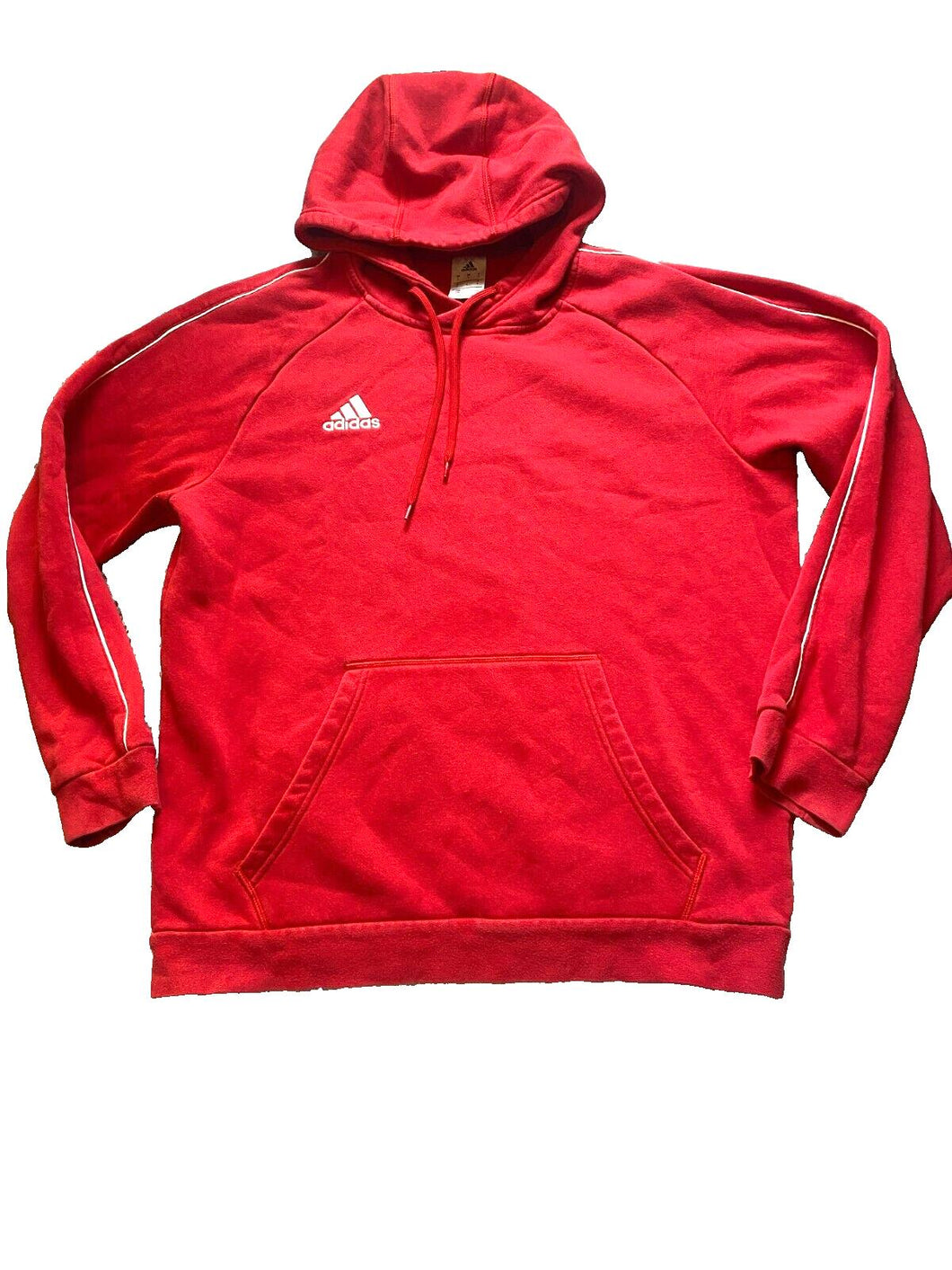 Adidas Sweatshirt Adult Large Red Pocket Hoodie Sweater Pullover Fleece Mens