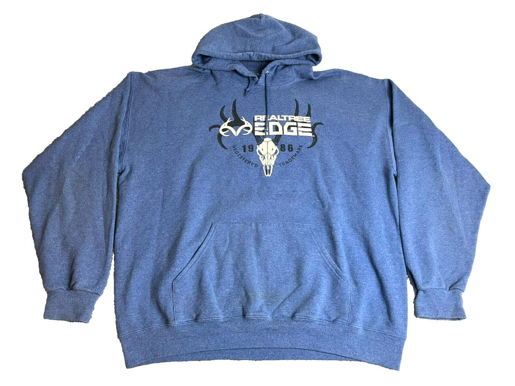 Realtree Edge Sweatshirt Adult 2XL XXL Blue Hoodie Fleece Buckhorn Logo Mens