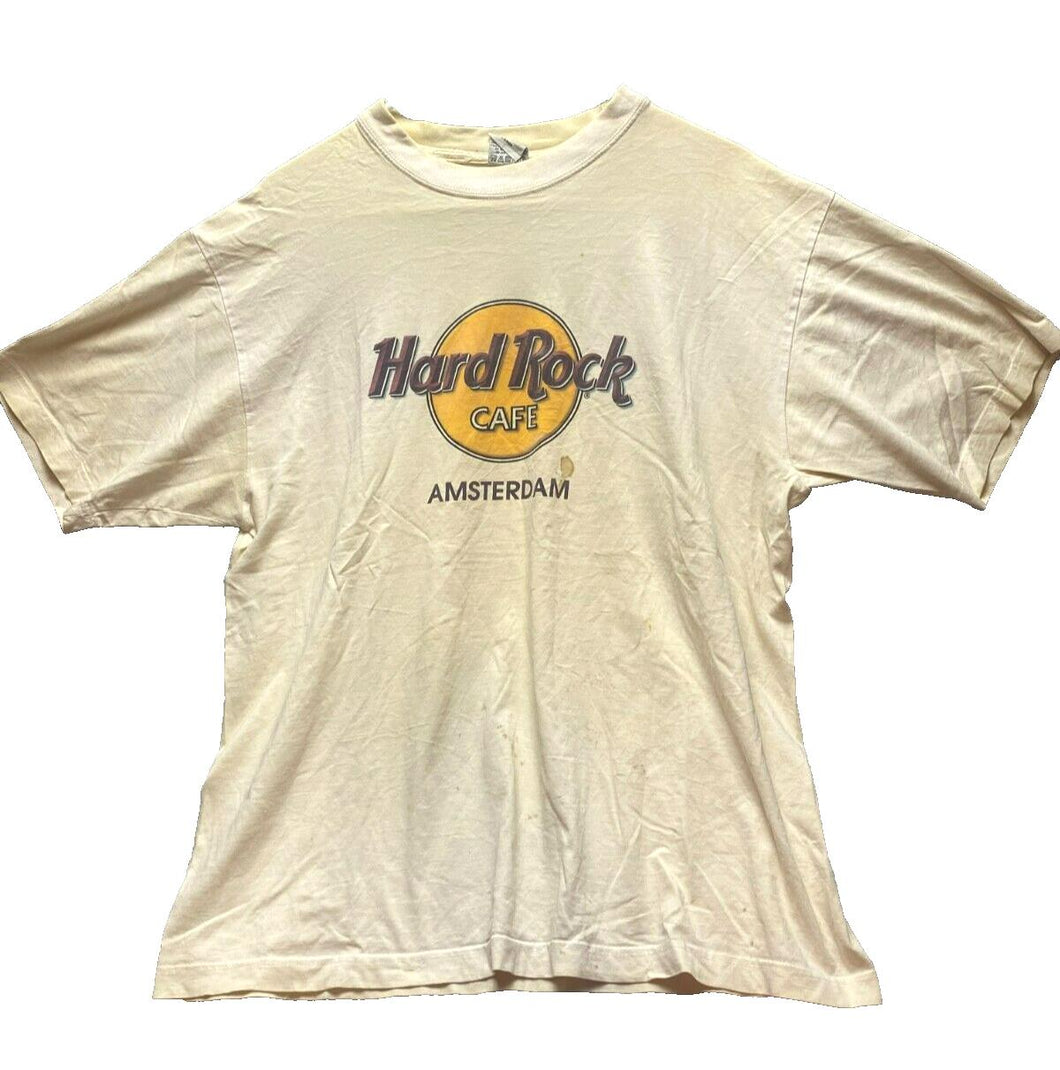 Hard Rock Cafe Shirt Adult Large Amsterdam Streetwear Spellout Crewneck Mens