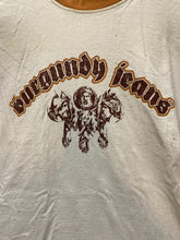 Load image into Gallery viewer, Burgundy Shirt Adult Large Beige Oversized Slit Rap Hip Hop Streetwear Mens
