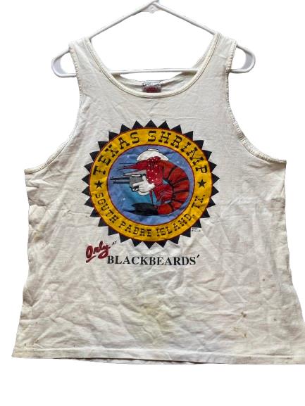 VTG Blackbeards Shirt Adult Large Single Stitch Funny Texas Shrimp 90s Tank Mens