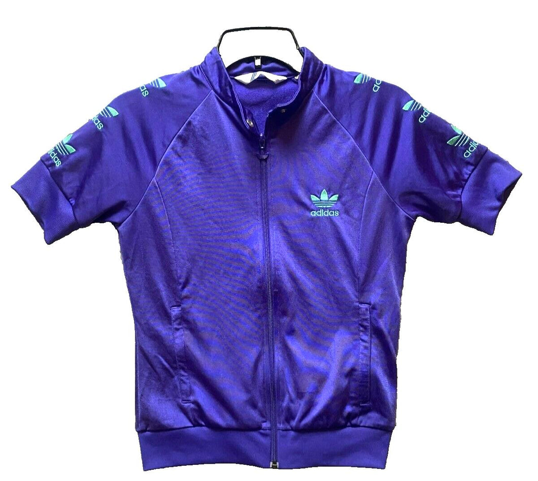 Adidas Jacket Womens Small Zip Up Trefoil Logo Mock Neck Snaps Sportswear Active