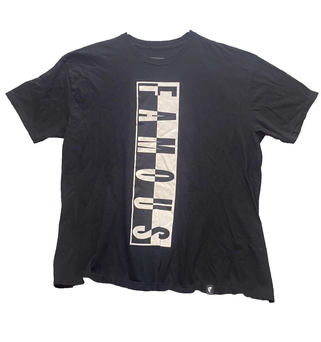 Famous Shirt Adult 2XL Black Stars And Straps Spell Out Logo Skater T-Shirt Mens