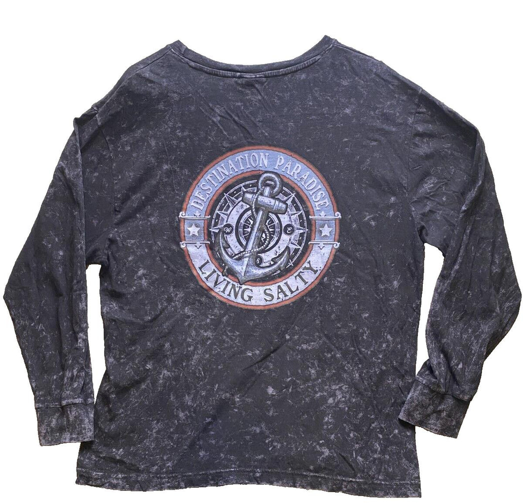 Holden Beach Sweatshirt Adult Extra Large Gray Living Salty Graphic Sweater Mens