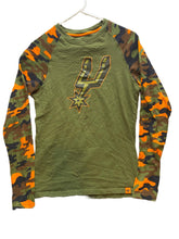 Load image into Gallery viewer, San Antonio Spurs Shirt Adult Small Camo NBA Basketball Fanatics Raglan Mens
