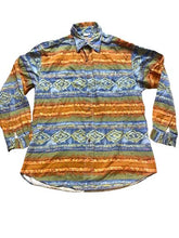 Load image into Gallery viewer, The Territory Ahead Shirt Adult Large Blue Orange Southwestern Aztec Casual Mens
