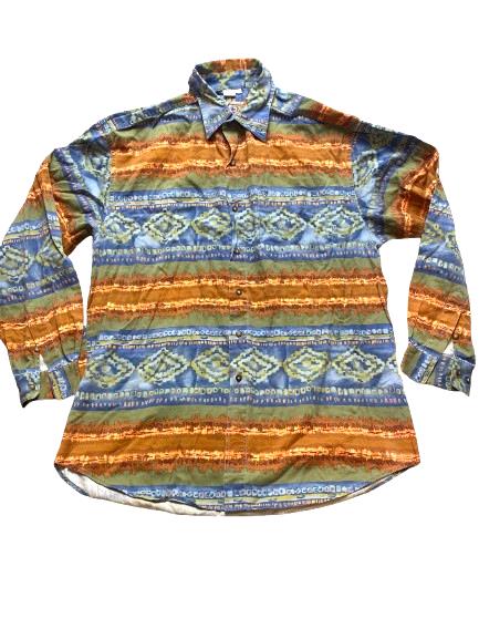 The Territory Ahead Shirt Adult Large Blue Orange Southwestern Aztec Casual Mens