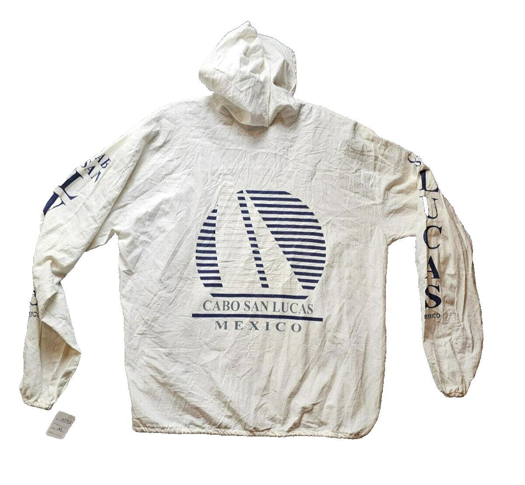 Cabo San Lucas Jacket Adult Medium White Lightweight Full Zip Hoodie Mexico Mens