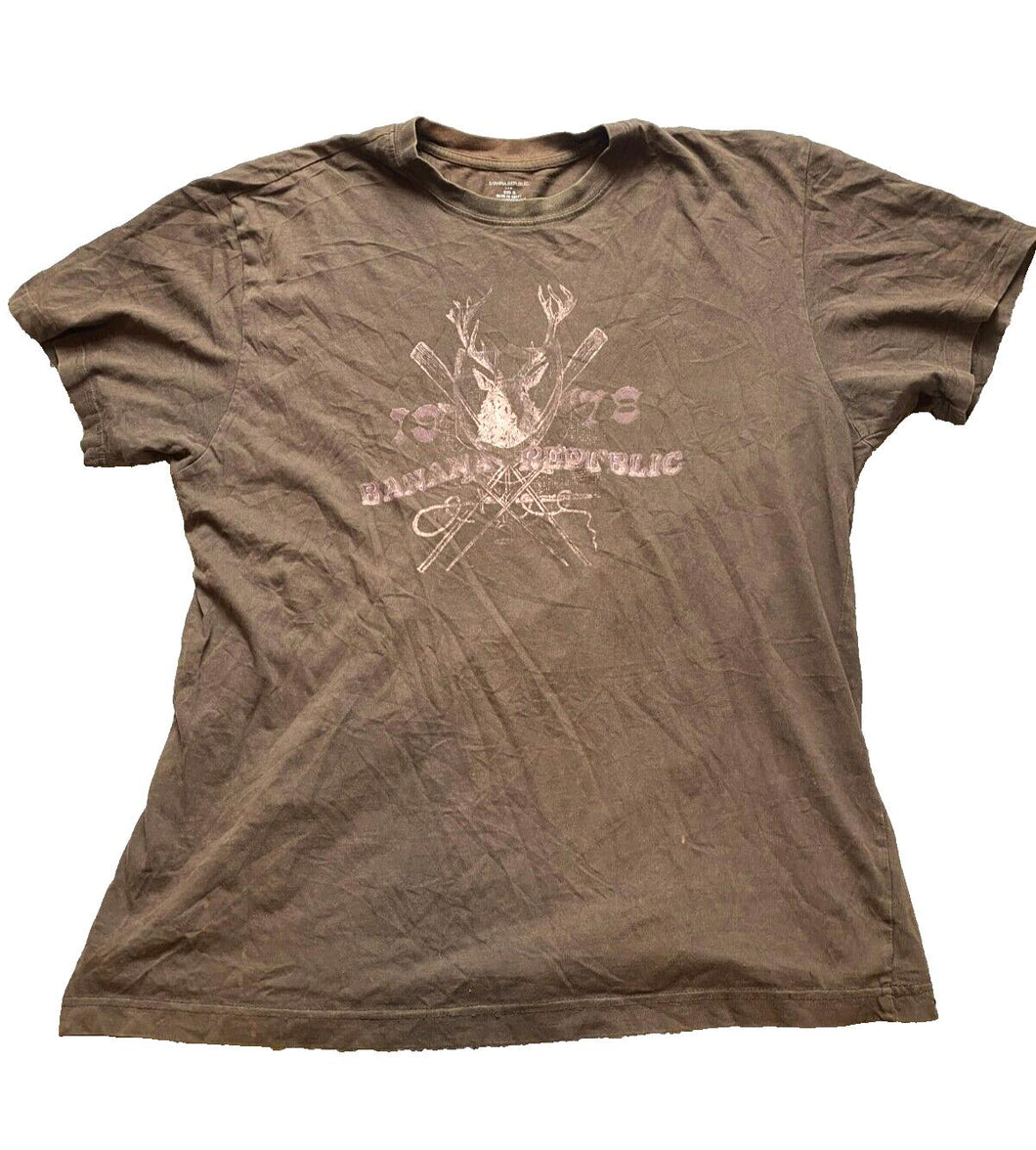 Banana Republic Shirt Adult Extra Large Brown Deer Hunting Streetwear Mens