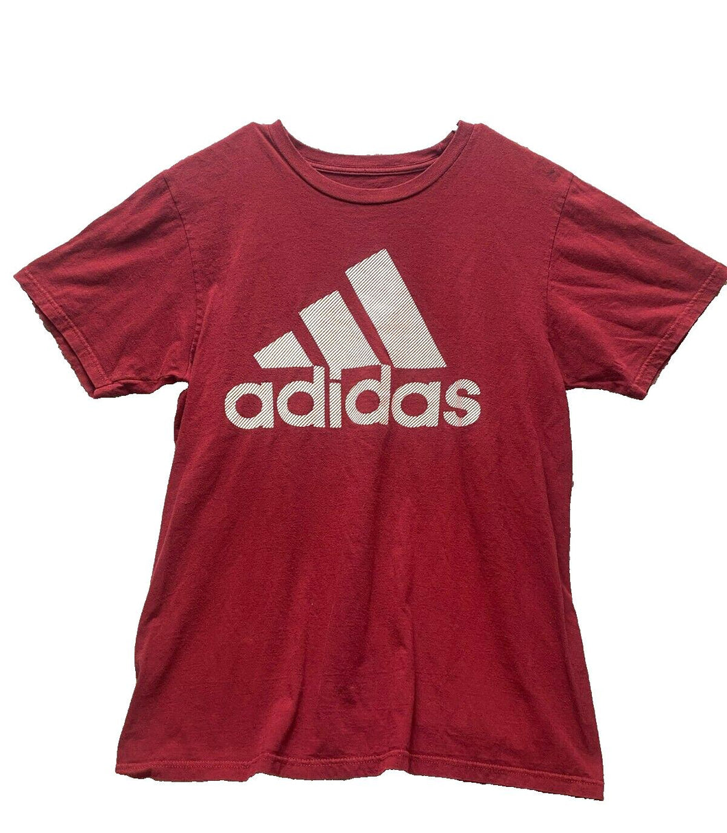 Adidas Shirt Adult Medium Maroon Three Stripes Logo Go To Athletic Active Mens