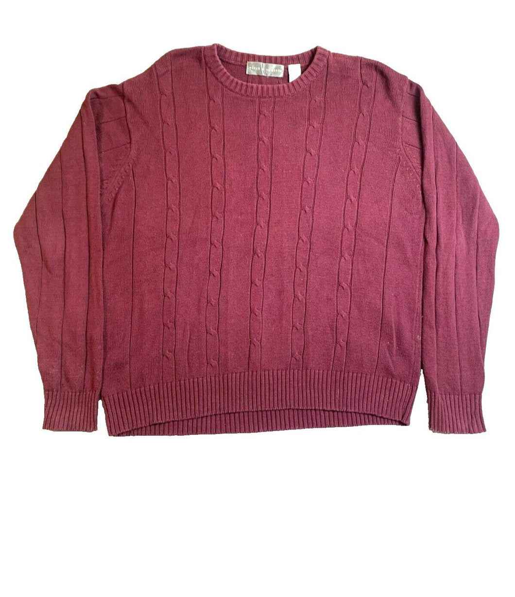 Oscar de la Renta Sweater Adult Extra Large Maroon Cable Knit Outerwear Mens