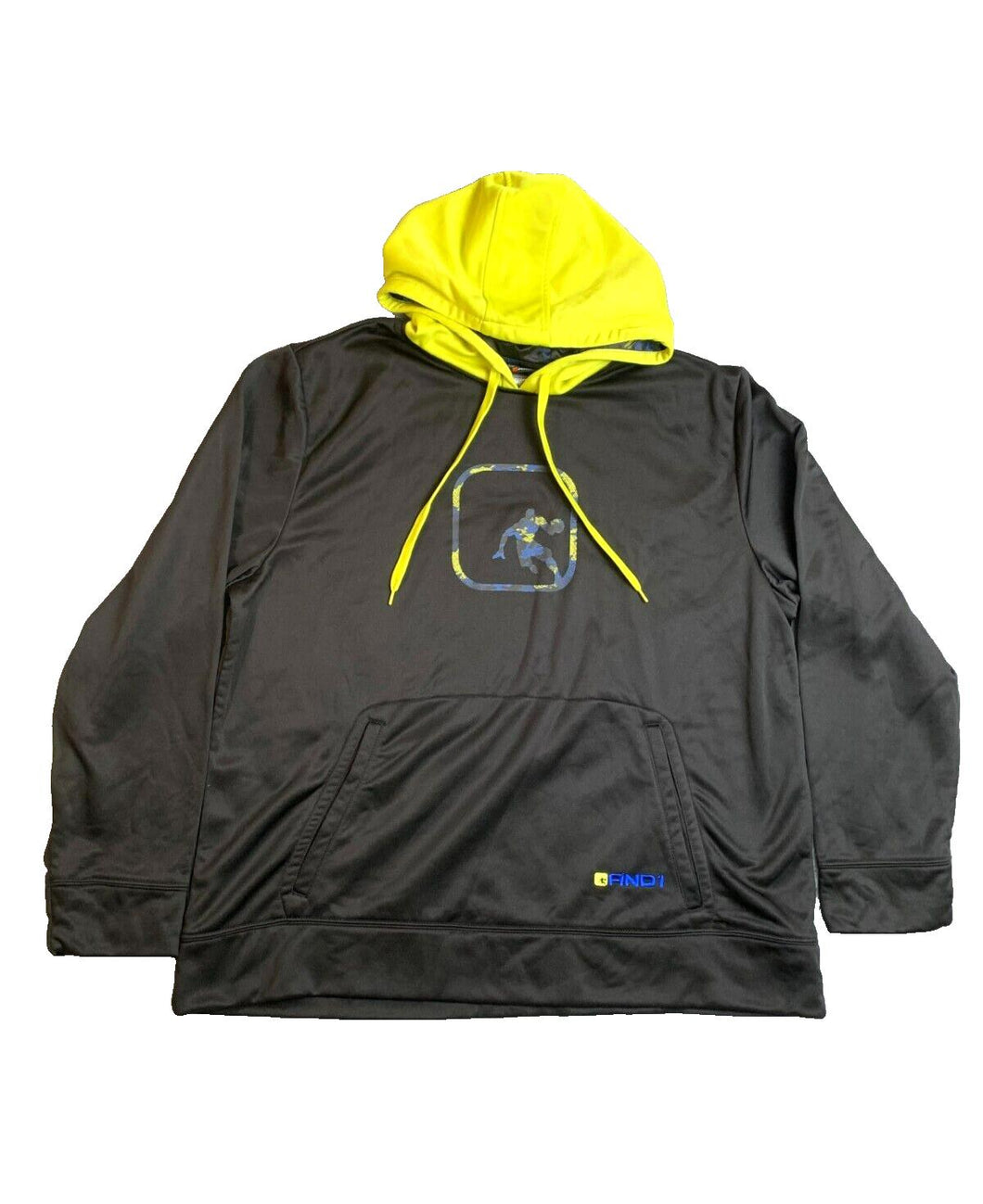AND1 Jacket Adult 2XL XXL Black Hoodie Windbreaker Lightweight Pullover Mens