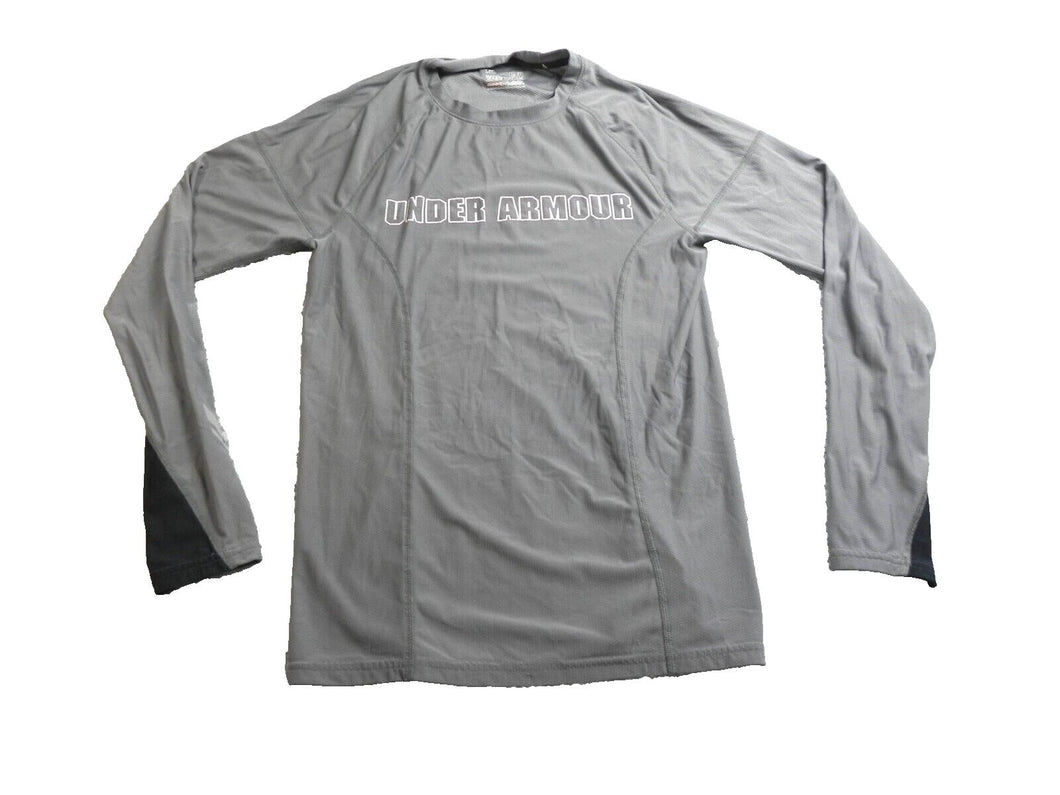 Under Armour Shirt Womens Medium Gray Fitted Heat Gear Run Activewear Ladies