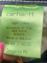 Load image into Gallery viewer, Carhartt Jeans Adult 30x30 Blue Denim Dungaree Fit Carpenter Workwear 382-83 Men
