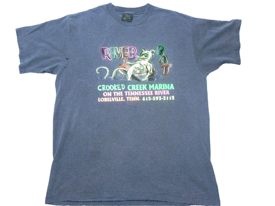 VTG River Rat Shirt Adult Extra Large Crooked Creek Marina 90s Single Stitch Men
