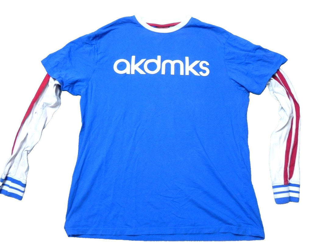 Akademiks Shirt Adult Extra Large Blue White Color Blocked Two-Fer akdmks Mens
