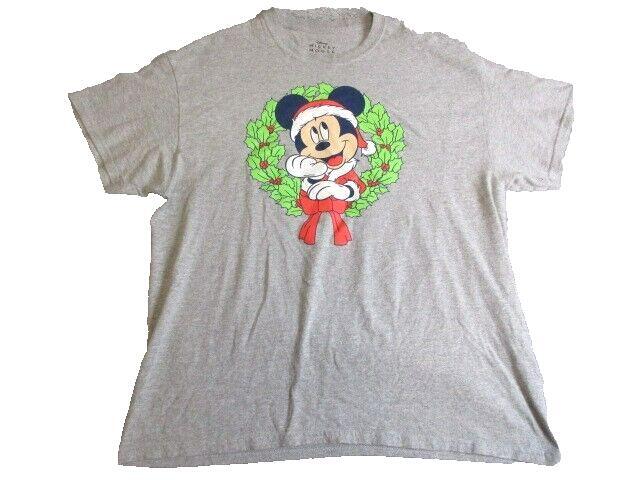 Mickey Mouse Shirt Adult Extra Large Christmas Wreath Short Sleeve Disney Mens