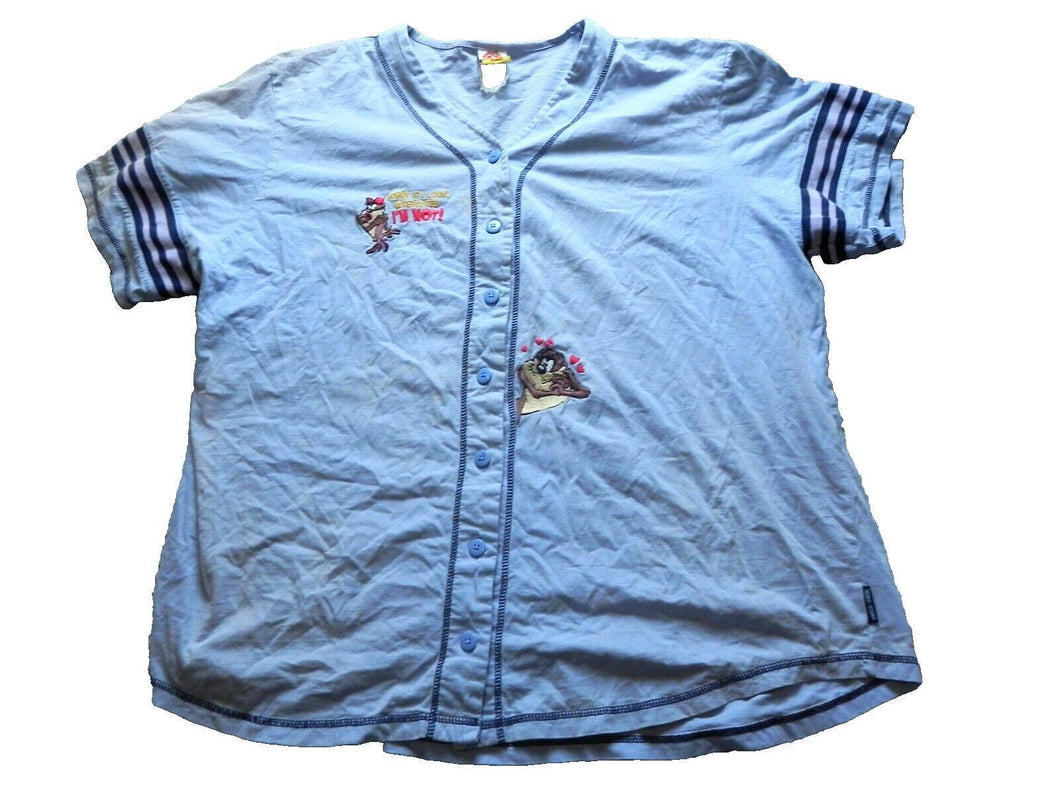 VTG Looney Tunes Shirt Womens 3XL XXXL Taz Tazmanian Devil Baseball Jersey Lady