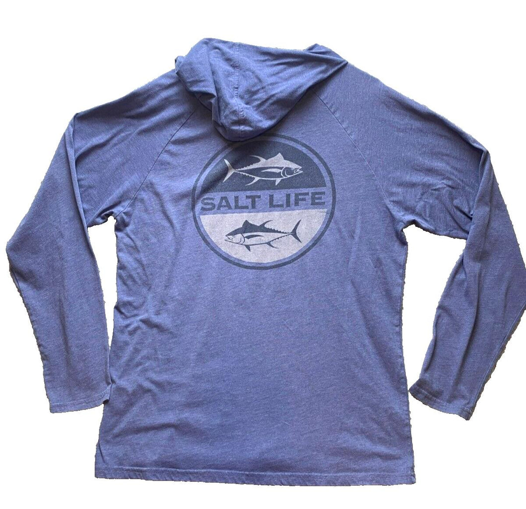 Salt Life Sweatshirt Adult Large Heather Navy Live Salty Lightweight Hoodie Mens
