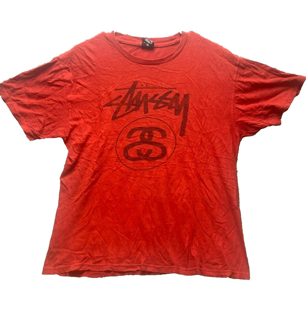 Stussy Shirt Adult Medium Red SS Script Logo Streetwear Skater Crewneck Mens