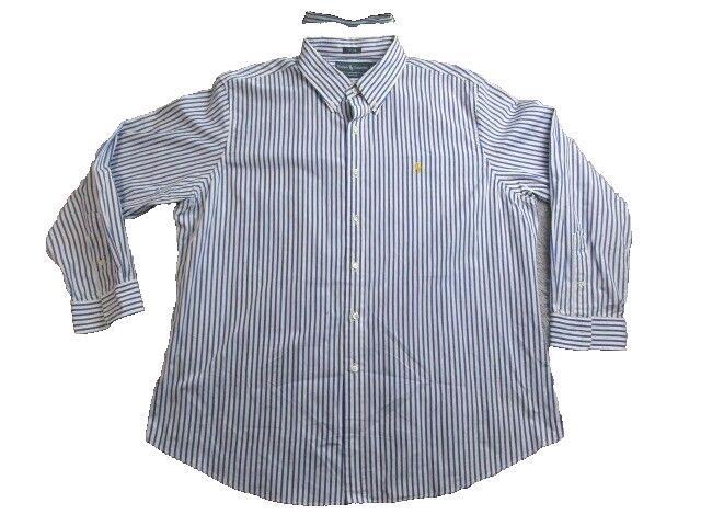 Ralph Lauren Shirt Adult 2XL XXL Custom Fit Yellow Pony Button Up Striped Men