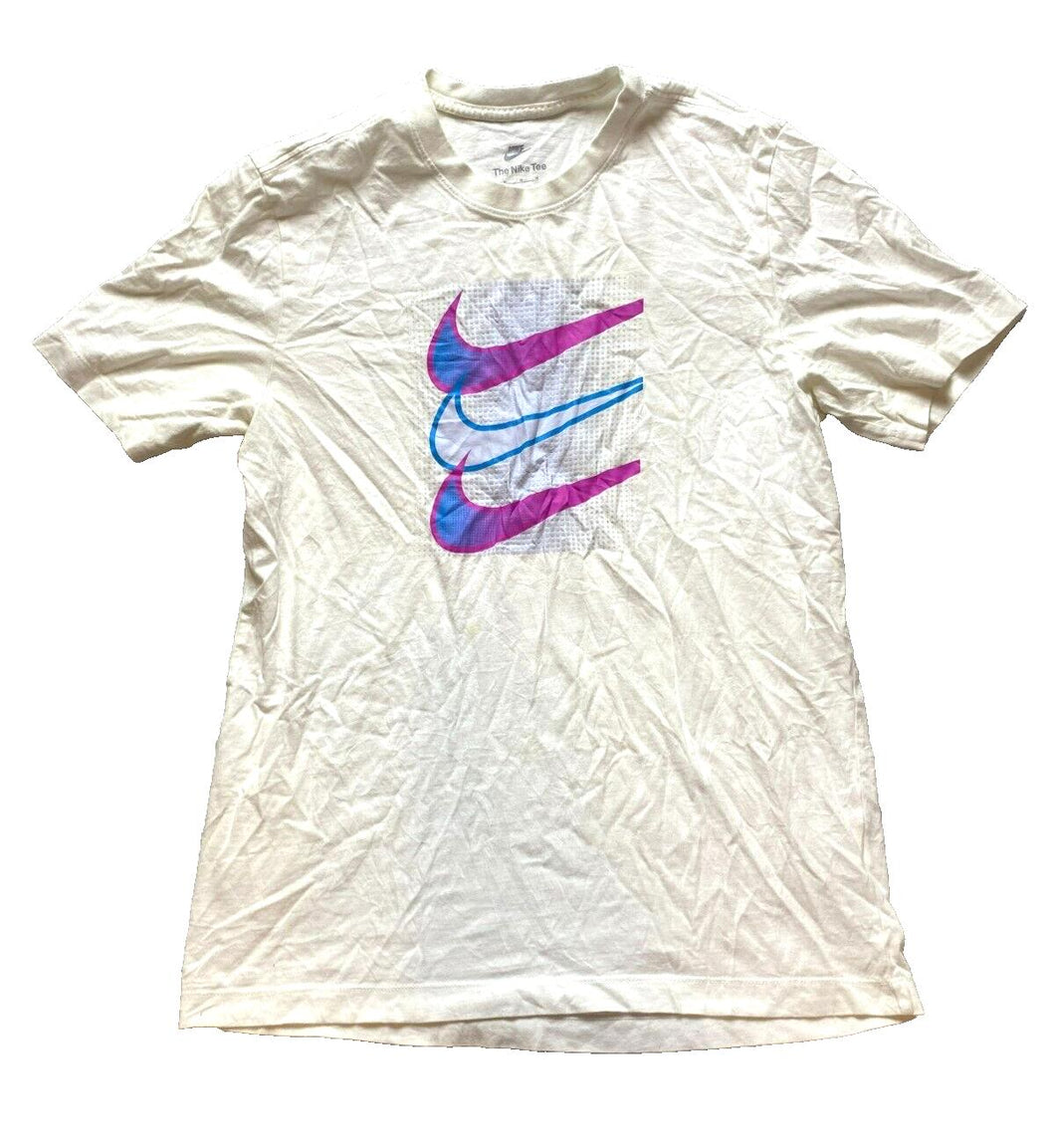Nike Shirt Adult Medium White Triple Swoosh Center Athletic Active Crewneck Mens
